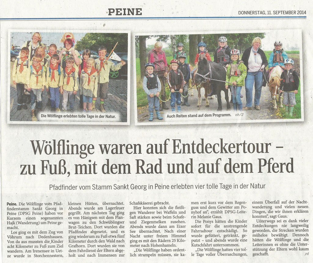 Peiner Allgmeine Zeitung vom vom 11.09.2014